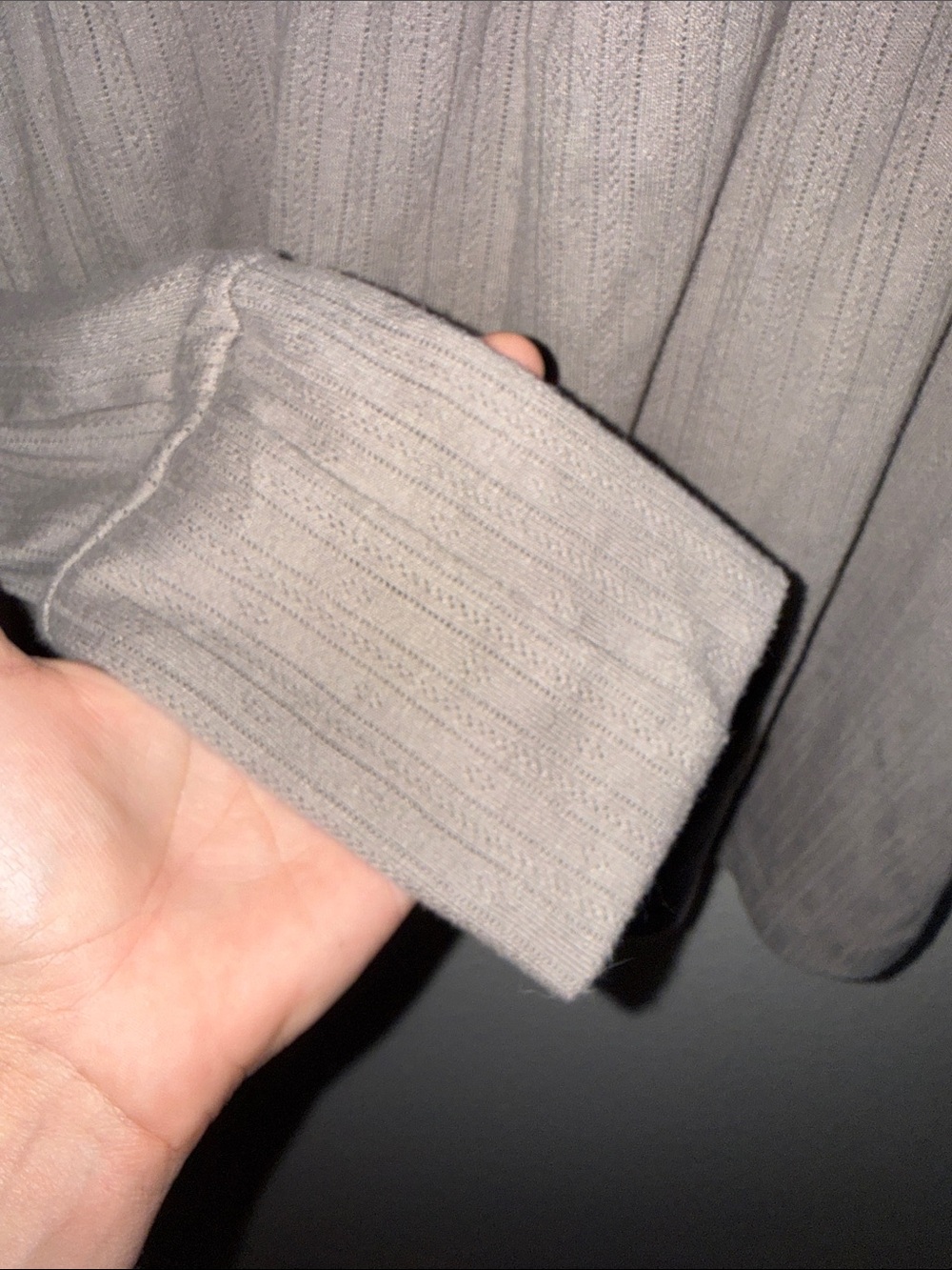 Hollister Taupe Ribbed Wrap-Front Long Sleeve Top - Picture 3 of 5